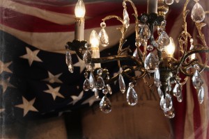 Chandelier and flag